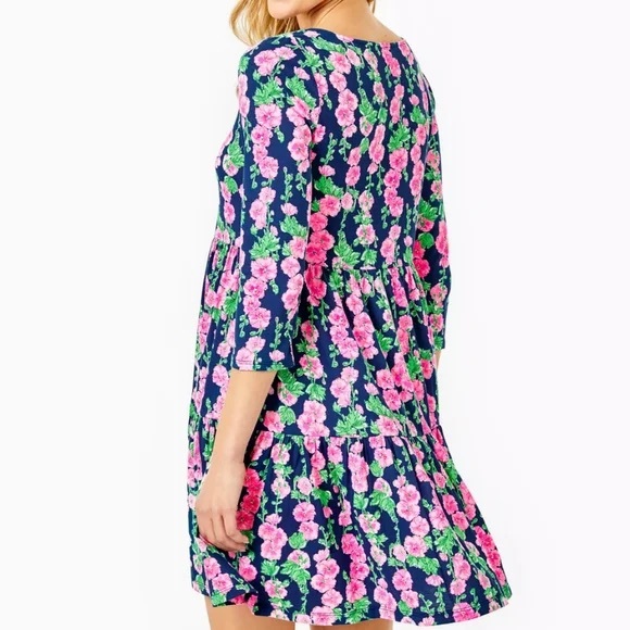 Lilly Pulitzer Geanna Dress in Oyster Bay Navy Devine Size Medium - Picture 4 of 13